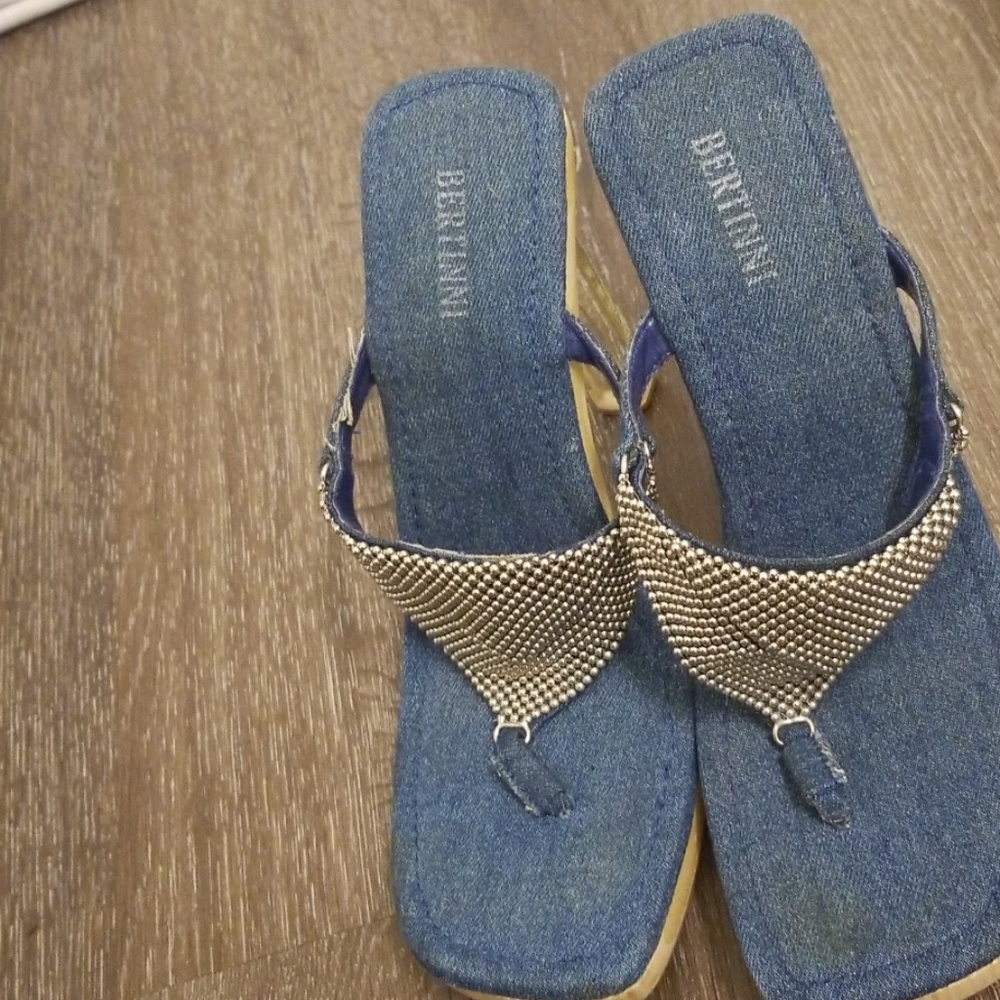 Sexy Metal Denim/Wood  Acrylic Heels